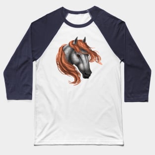 Horse Head - Dapple Orange Mane Baseball T-Shirt